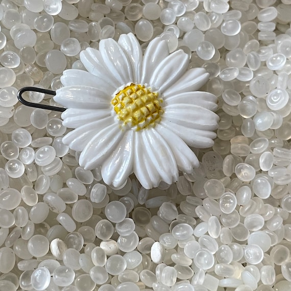 vintage barrette, white flowers , white daisy,  g… - image 3