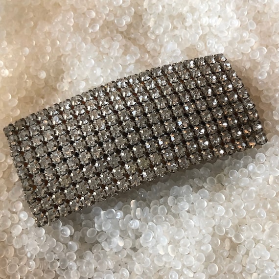 antique hair barrette, large barrette with rhines