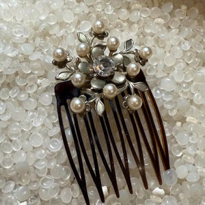 Vintage Rhinestone Crown Hair Comb Edwardian Era Early 1900’s Hinged 1900 main image 4