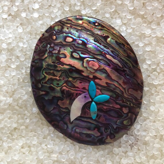 vintage  hair barrette , 1970s barrette, abalone … - image 3