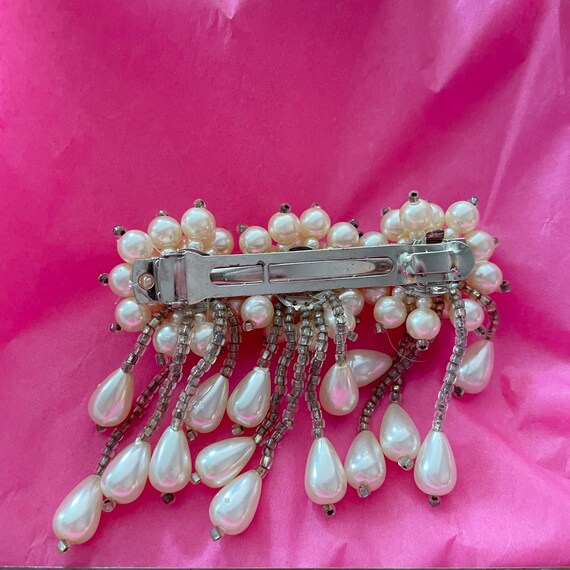vintage hair barrette, Beautiful , faux pearls, r… - image 3
