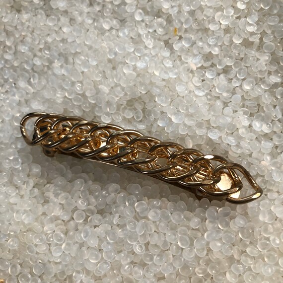 Vintage French Gold Tone Barrette | Made in France| Ornate Etched Design Vintage Hair Barrette Gold Tone Metal Decorative Hair  main image 4