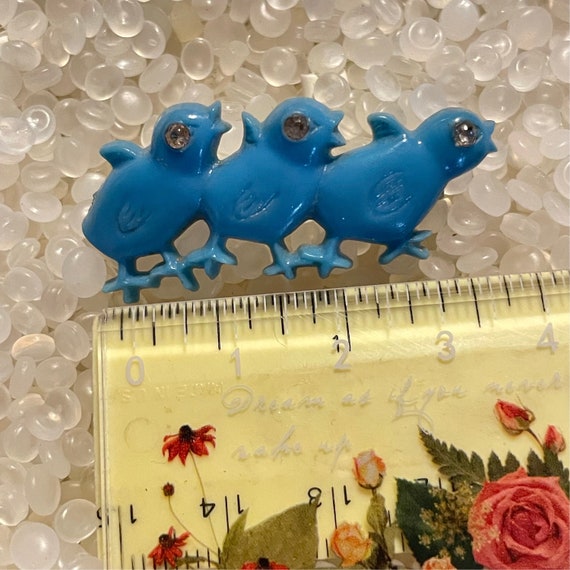 vintage hair barrette, little blue chicks, vintag… - image 2