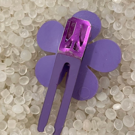 vintage hair clip,  barrette Mod flower, purple a… - image 2