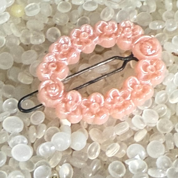 Vintage barrette, ring flowers, tiny flowers, vintage 1950 barrette, pink barrette , pink flowers , bc3