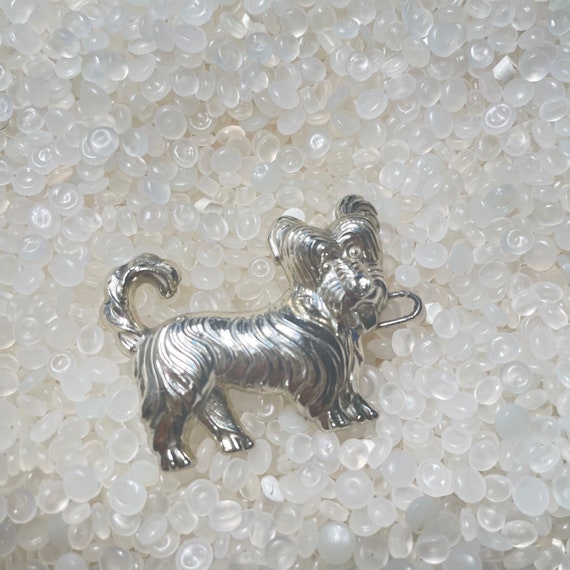 vintage barrette,  little silver dog, Scottie dog,Lhasa Apso,  dog barrette, vintage children ,  old barrette ,f4