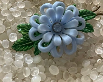 1940-1950 barrette, blue flower barrette,