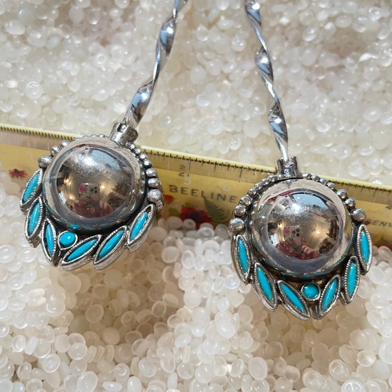 vintage sticks,rare pair ,silver with  turquoise … - image 6