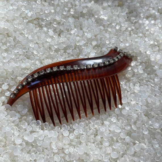 Vintage Hair Comb With Rhinestones Tortoiseshell Comb  display picture 3