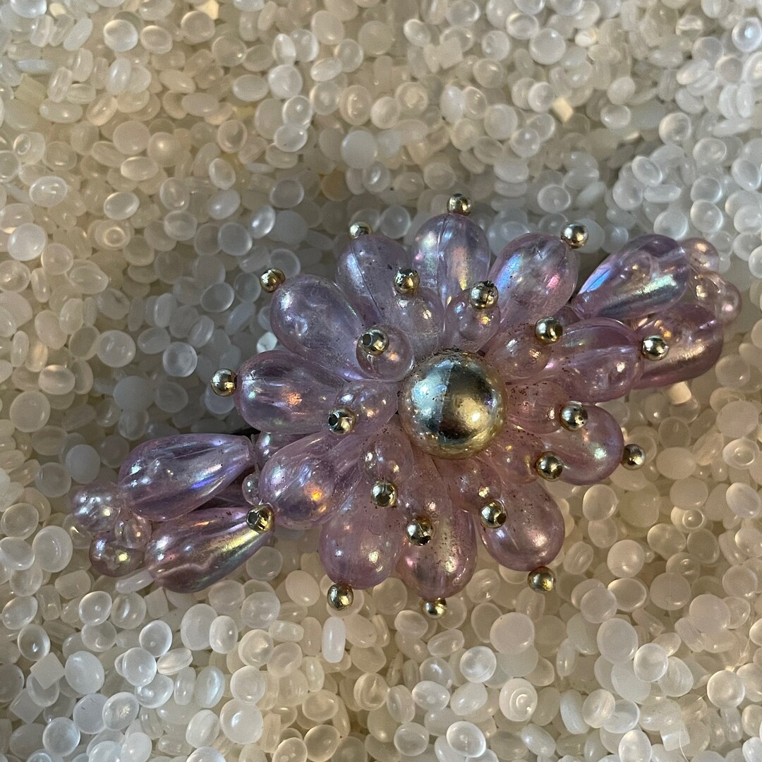 Vintage Hair Barrette Beautiful Faux Pink Iridescent Lavender Etsy UK