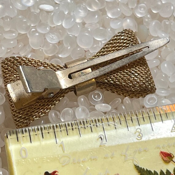 vintage hair clip ,metal mesh bow, old patina, vi… - image 3
