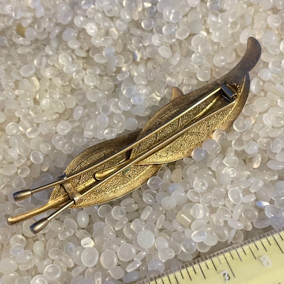 wonderful vintage barrette, double gold leaf  , v… - image 4