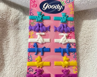 Lot de 6 barrettes vintage pour enfants, rare encore dans son emballage datée de 1999, barrettes pour enfants à fixation rapide Goody