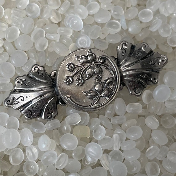 vintage barrette   silver,  elaborate style , pre… - image 1