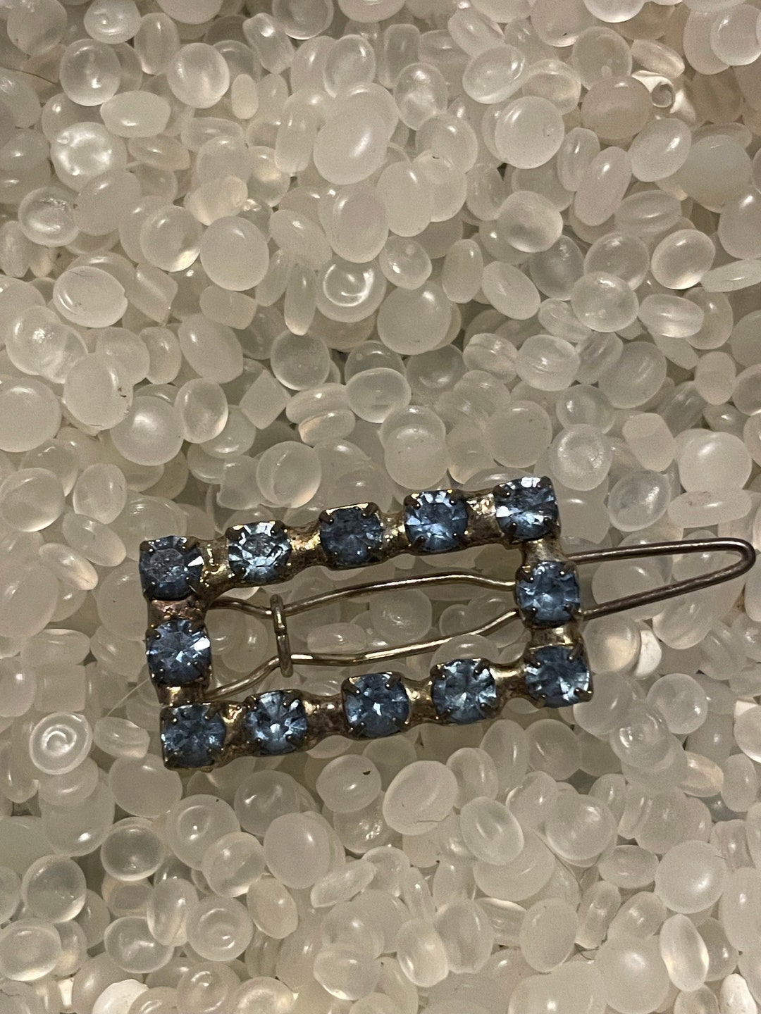 Tiny Barrette, Rhinestone Barrette , Rectangle Barrette,blue Rhinestone