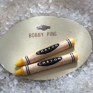 Vintage barrette,  yellow  crayons, vintage bobby pins, art teacher gift ,back to school , kindergarten teacher gift,back to school t