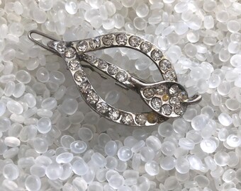 vintage barrette, rhinestone barrette,pronged rhinestones, holiday party barrette, vintage 1950s barrette,ph3