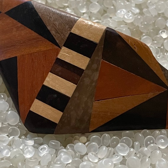 Vintage Barrette, Vintage 1970 Barrette, Inlaid Wood, Wood  display picture 1