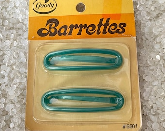 barrettes retro, pasador de pelo azul, vintage de la década de 1970, barrettes Goody, stock antiguo nuevo,