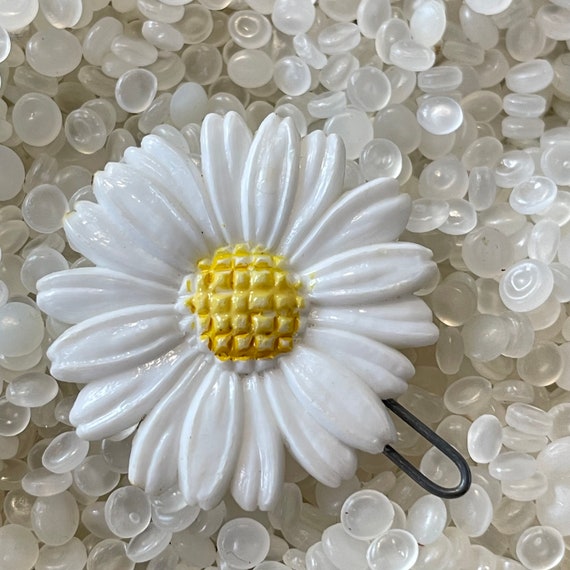 vintage barrette, white flowers , white daisy,  g… - image 5