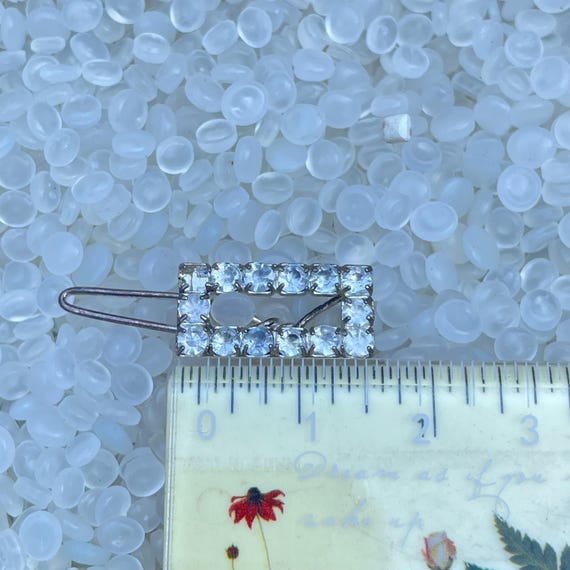 Tiny barrette, Rhinestone barrette,rectangle barr… - image 2