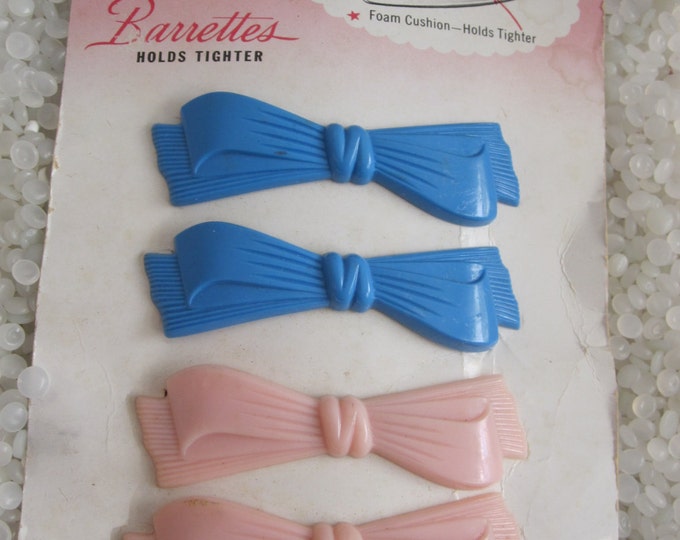 Vintage Hair Barrettes Rare Still on It Original Card Pink Etsy