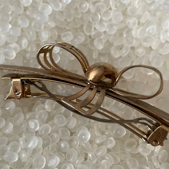 vintage barrette , gold tone metal barrette, knot… - image 5
