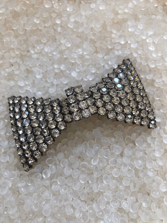 antique hair barrette, large barrette with rhines