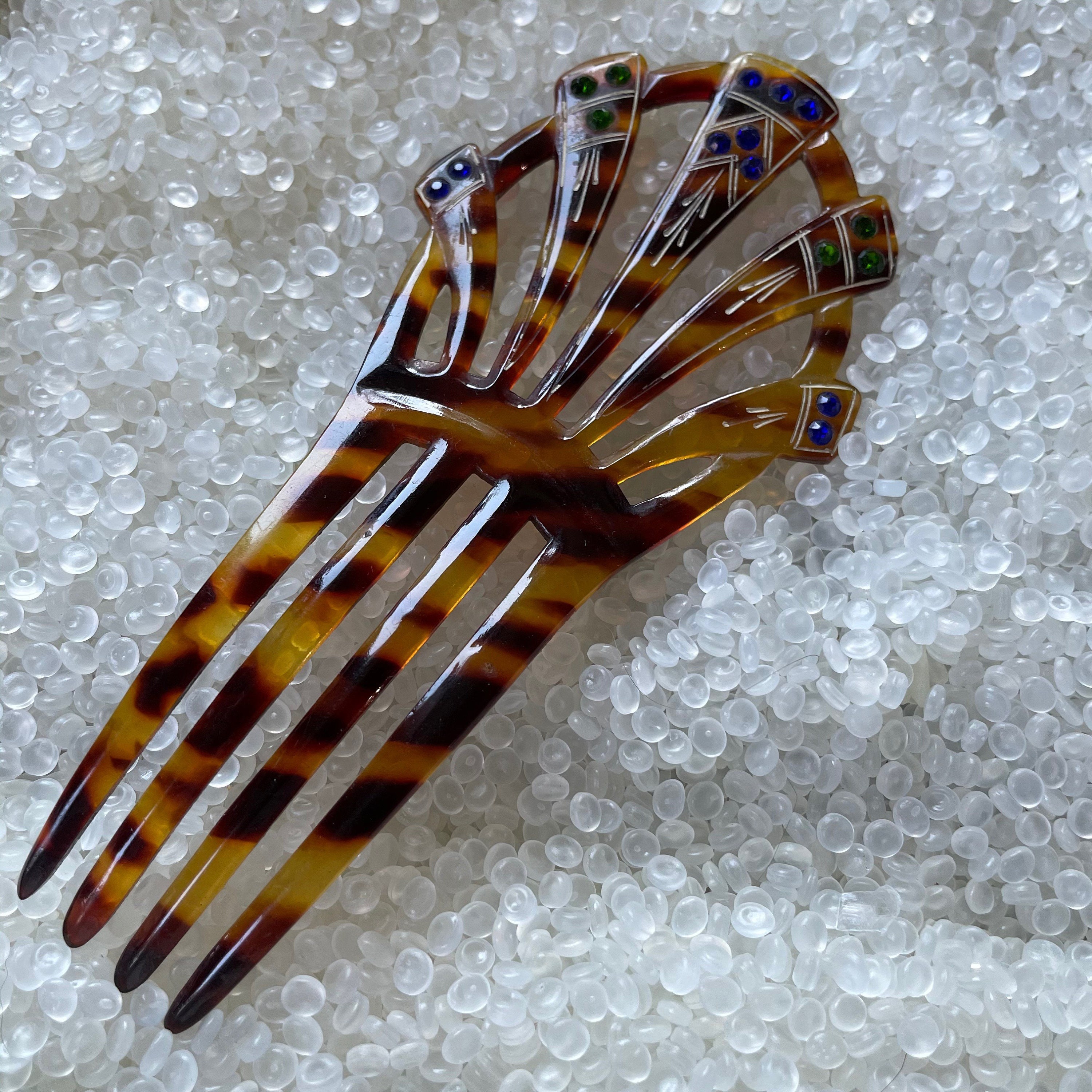 Vintage Faux Tortoiseshell and Rhinestone‎ Hair Comb Ornament Vintage Riviera Faux Tortoiseshell Hair Comb | Mercari main image 3