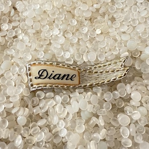 vintage barrette, name barrette, Diane , 1950s name barrette, banner barrette