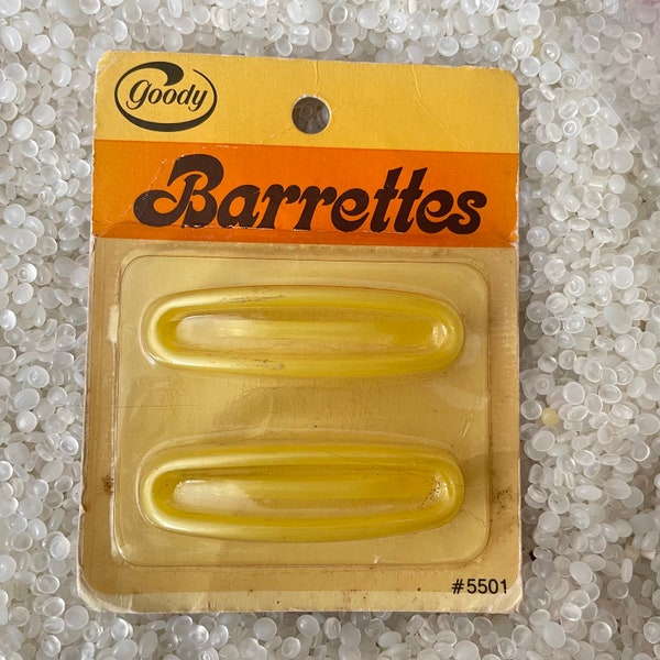 retro barrettes, yellow hair slide, vintage 1970s, Goody barrettes, new old stock,