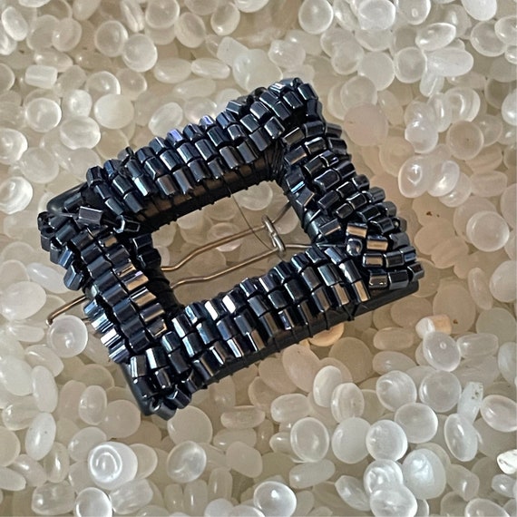Small  barrette, beaded barrette ,tiny  square,  … - image 4