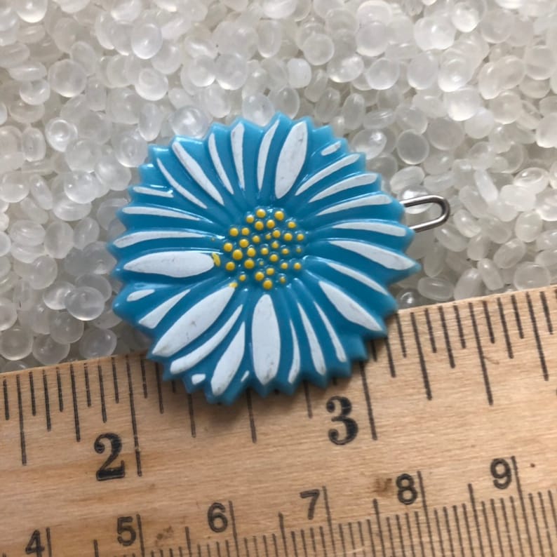 vintage barrette,blue daisy children vintage barette