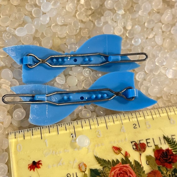 vintage barrettes, Plastic bows,  ribbon blue bow… - image 3
