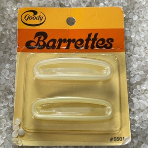 retro barrettes, cream color hair slide, vintage 1970s, Goody barrettes, new old stock,Goody barrette
