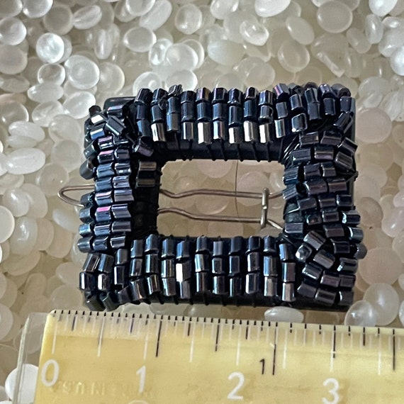 Small  barrette, beaded barrette ,tiny  square,  … - image 5