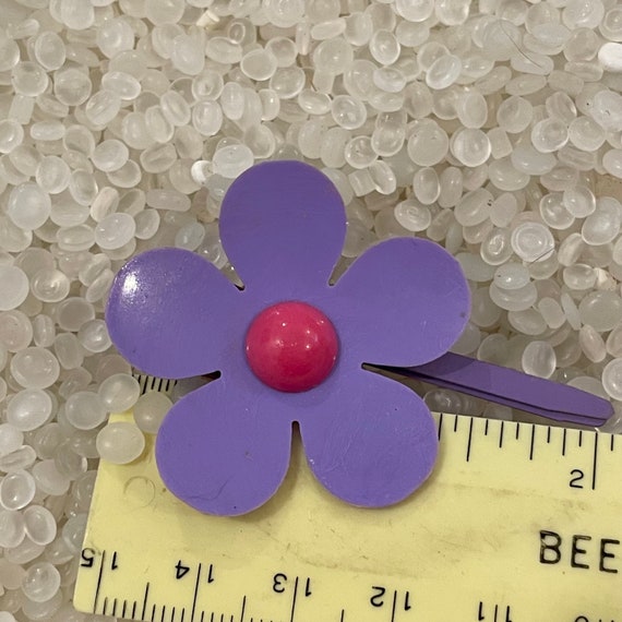vintage hair clip,  barrette Mod flower, purple a… - image 5