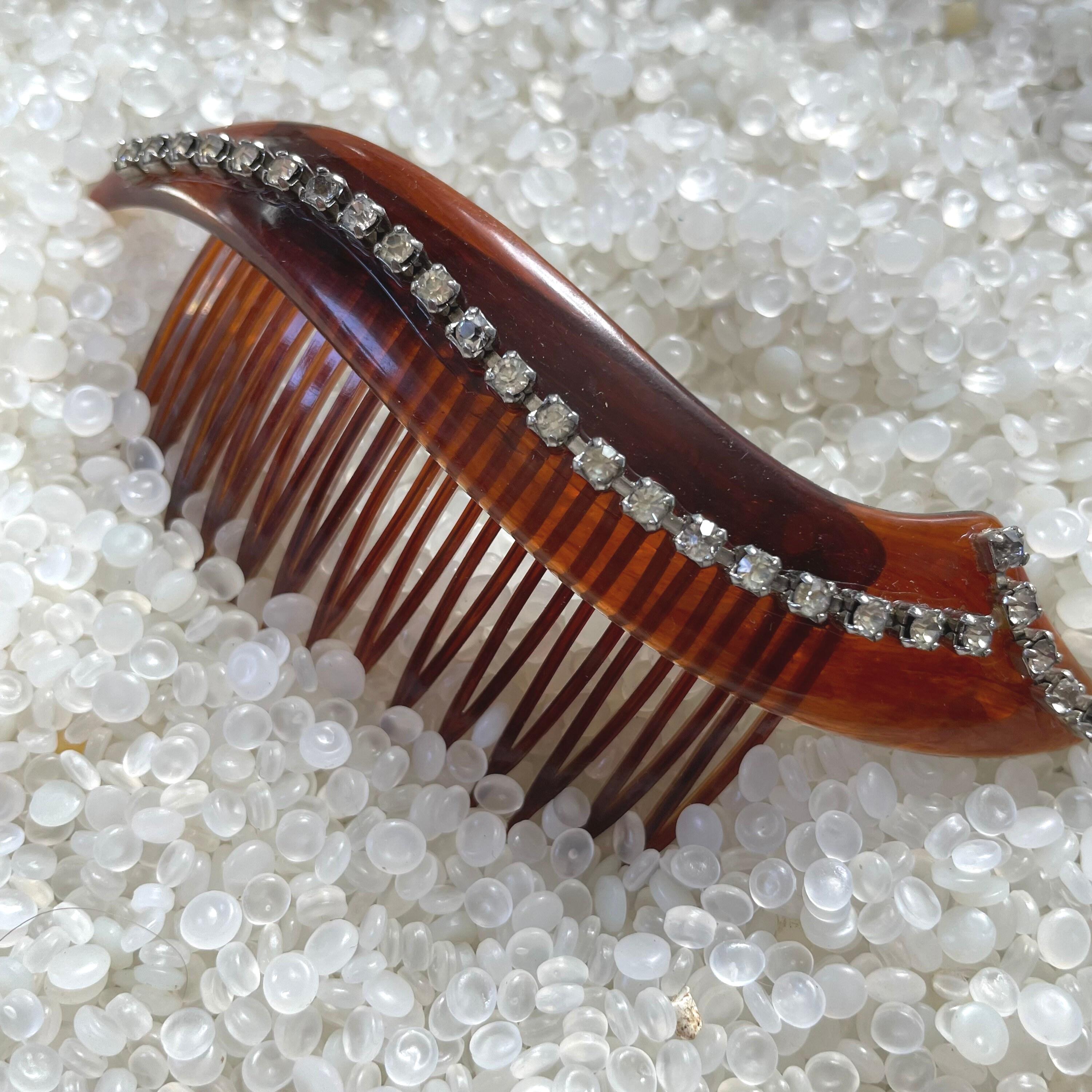 Vintage Hair Comb With Rhinestones Tortoiseshell Comb  display picture 3