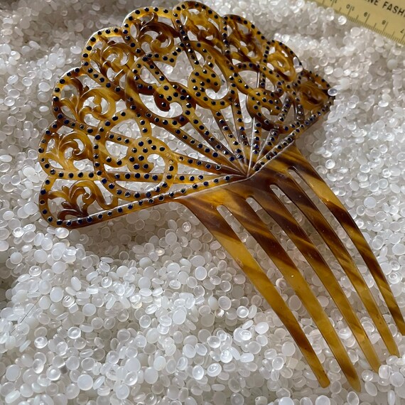 Vintage Hair Accessories Lot * Mantilla Comb & Rhinestone Pieces Antique Victorian 1800s/1900s Rhinestone Mantilla Style  main image 3