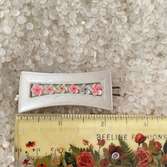 vintage hair barrette,  white flower barrette, wi… - image 2