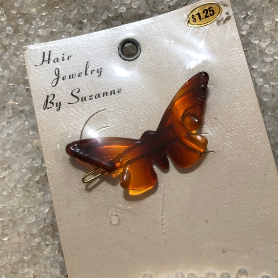 Vintage Barrette Tortoiseshell Butterfly , Hand Painted 