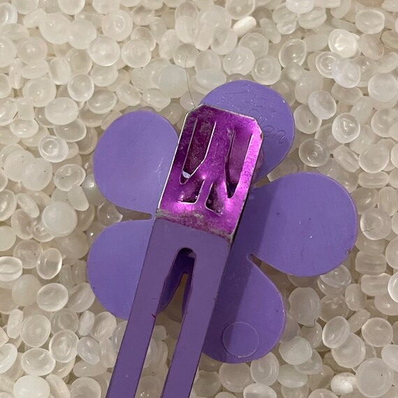 vintage hair clip,  barrette Mod flower, purple a… - image 4