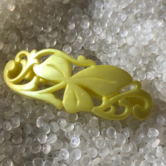 Vintage Barrette soft Yellow Barrette Soft Yellow Leaf and - Etsy