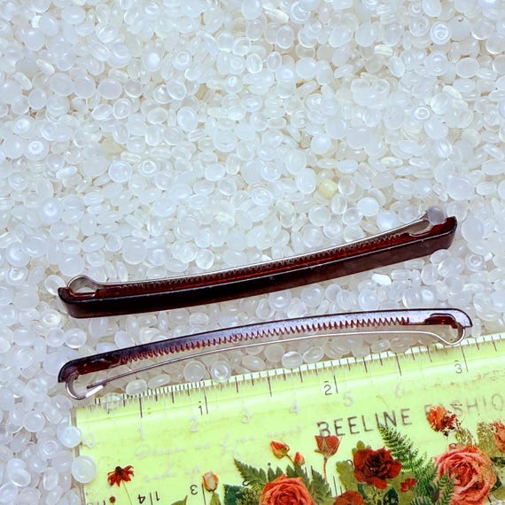 vintage barrettes, narrow barrette, Goody barrettes, long narrow barrettes,  longer size 3 inch , burgundy brown,W11 View 2