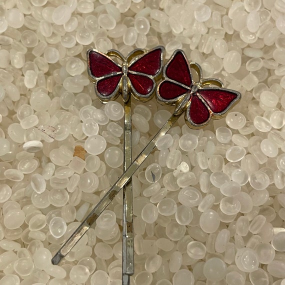 vintage barrette,butterfly hair pins vintage 1975… - image 1