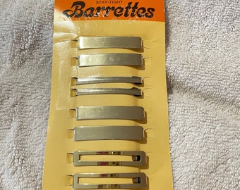 barrettes vintage, barrette Goody sur carte originale, NOS, barrette étanche, ton doré, daté 1975, lot de 4 paires