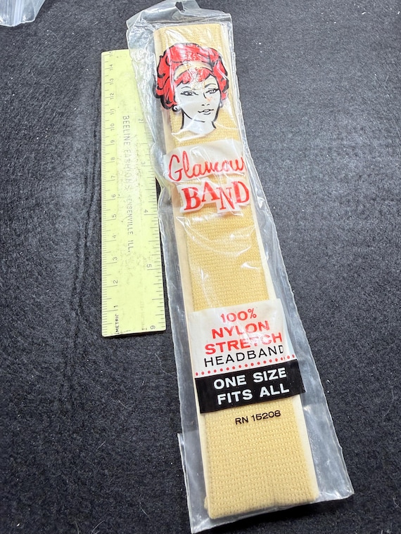 Vintage headband, stretch headband , 100% nylon headband ,tan  headband , Vintage 1960s headband,sand , taupe  color