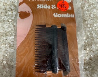 Vintage hair combs , still on card, vintage 1975  combs , faux tortoiseshell , plastic combs,K31