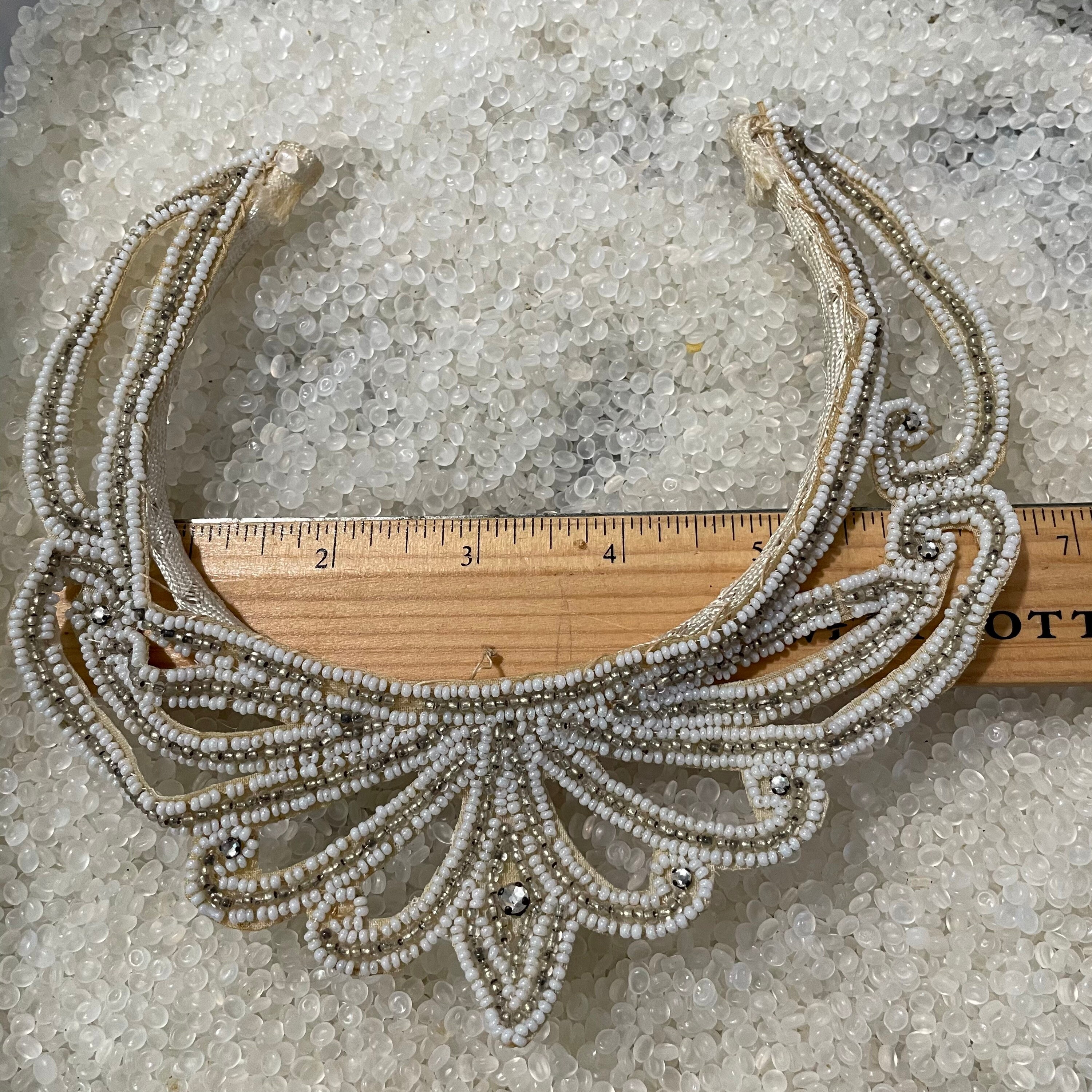 1920-1940s Seed Bead Head Piece, Vintage Bridal Headband  display picture 1