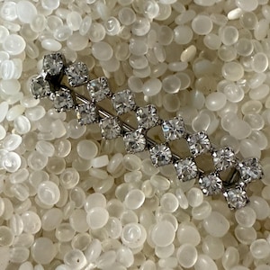 Vintage Rhinestone Barrette: 1960s Silver Tone Hair Clip